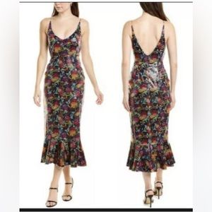 Worn once Saloni floral sequin dress